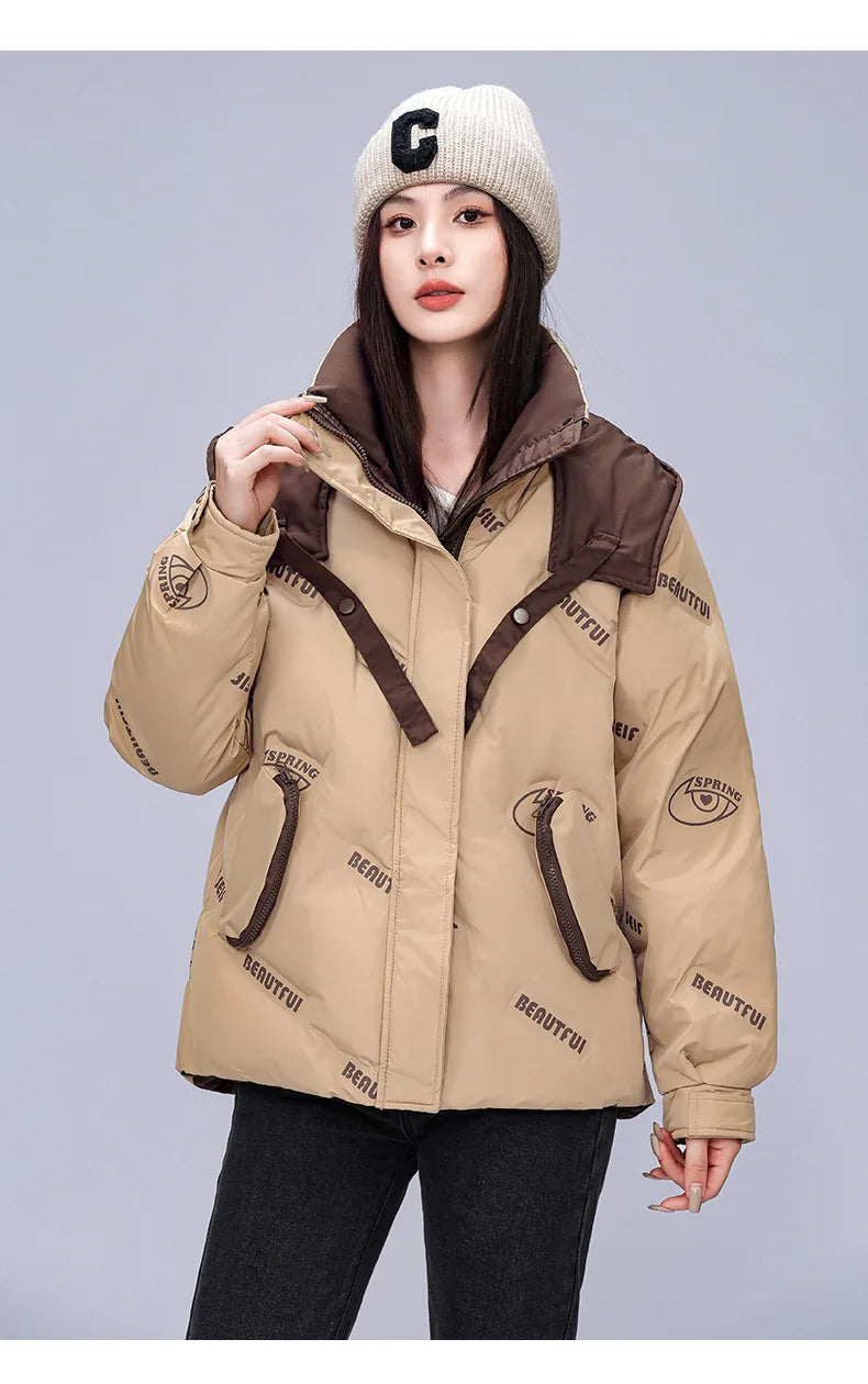Women Pink Gothic Hoodies Parka 90s Vintage Jacket Overcoat Warm Thicken Coat Harajuku Padded Jacket Clothes Winter Autumn 2024