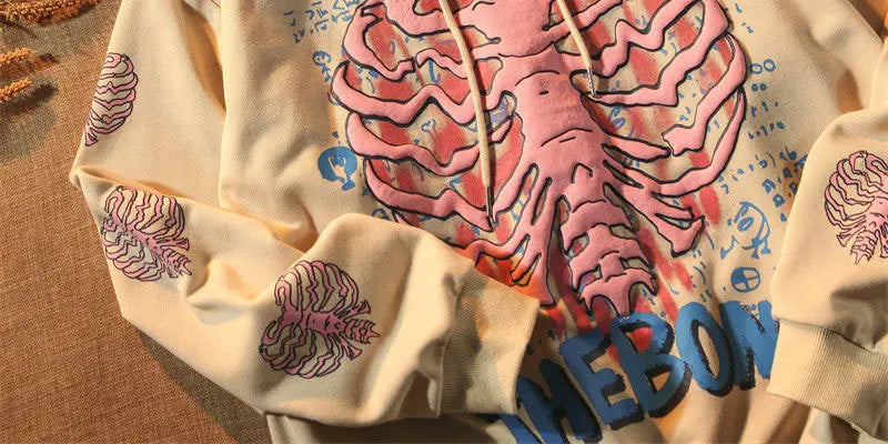 Y2K Pink Skeleton Hoodies Women Autumn Streetwear pullover Goth  Sweatshirts Harajuku Grunge Oversized Winter Hoodies Female