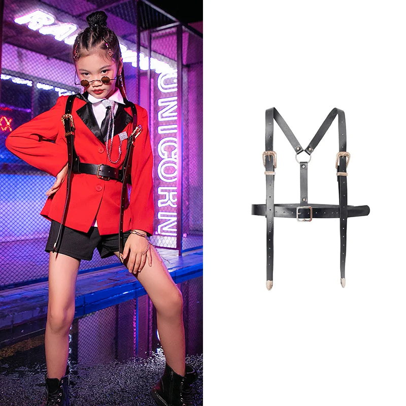 ZZL K-PoP Clothes Children's catwalk girls catwalk dance waistband girls accessories with belts