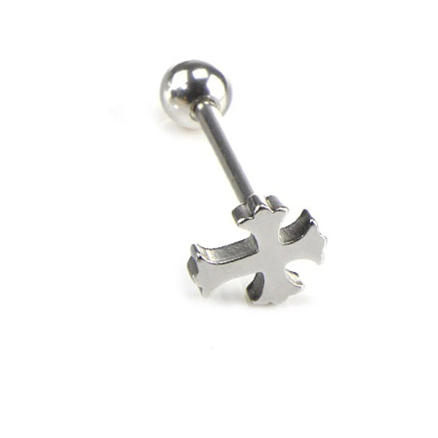 1-4pcs 14G Stainless Steel Tongue Rings Punk Straight Barbells Heart Star Maple Leaf Anchor Cross Tongue Piercing Jewelry Unisex Viralgem Store