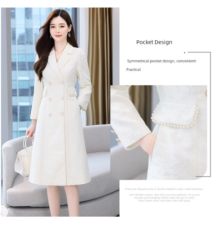 2024 Fashion Minimalist Generous Elegant Elegance Double Breasted Mid Length Long Length Trench Coat