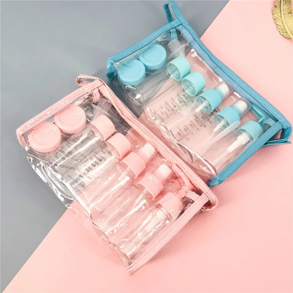 10 pc/Set Travel Mini Makeup Cosmetic Face Cream Bottles Plastic Transparent Empty Make Up Container Travel Accessories