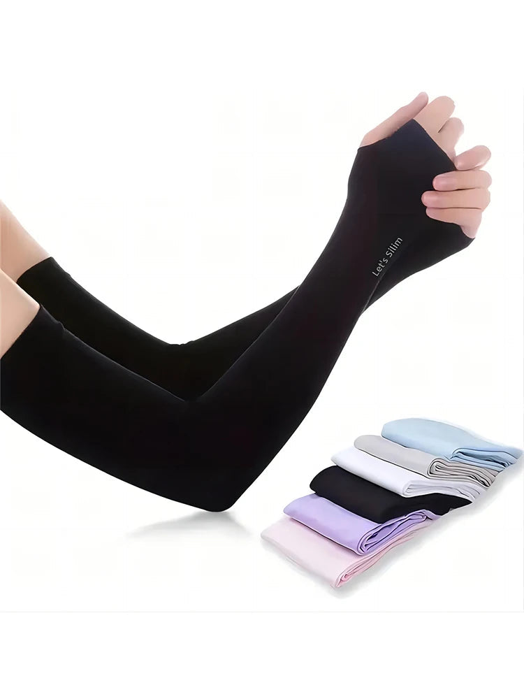 1 Pair Ice Silk Sun Protection Arm Covers Unisex Elbow Cover Outdoor Cycling Running Fishing Driving Cool Anti-UV Arm Sleeves Viralgem Store