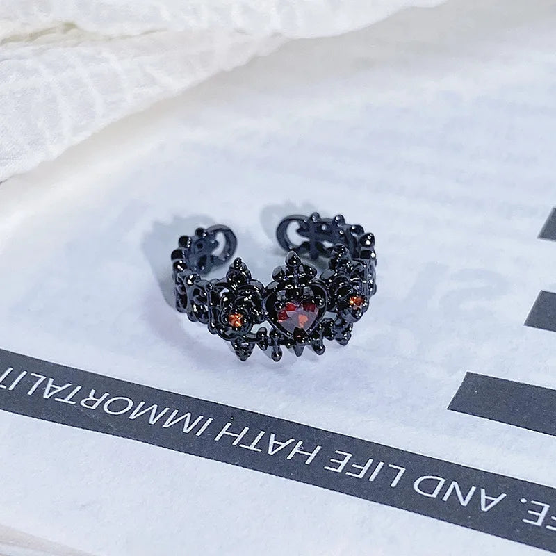 2025 Dark Gothic Irregular Zircon Adjustable Unisex Ring