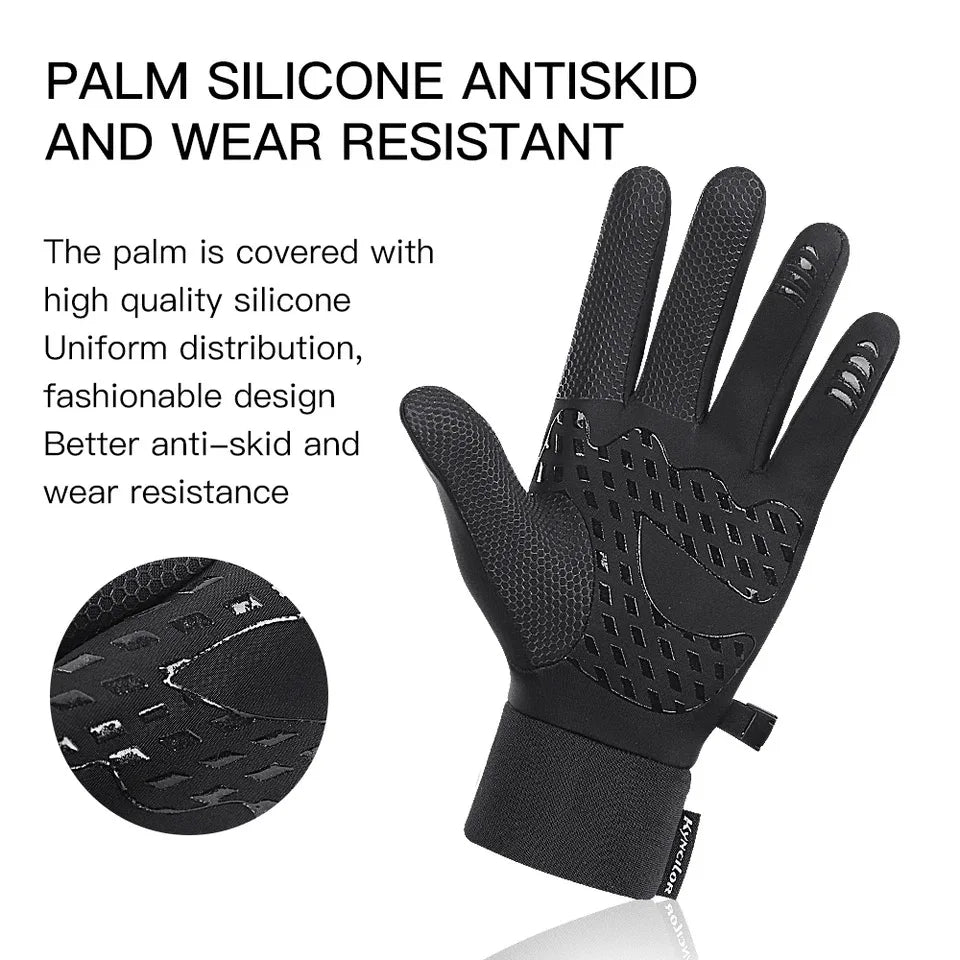 Winter Outdoor Cycling Gloves for Men and Women Touchscreen Windproof Warm Sport Splashproof Silicone Non-slip Motorcycle Gloves