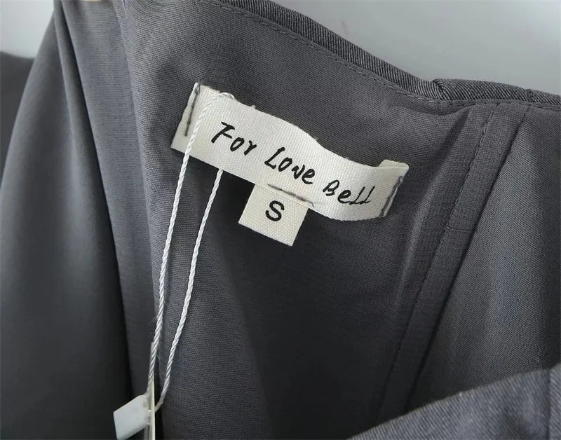 Women Square Neck Rowena Grey Lace Back Corset