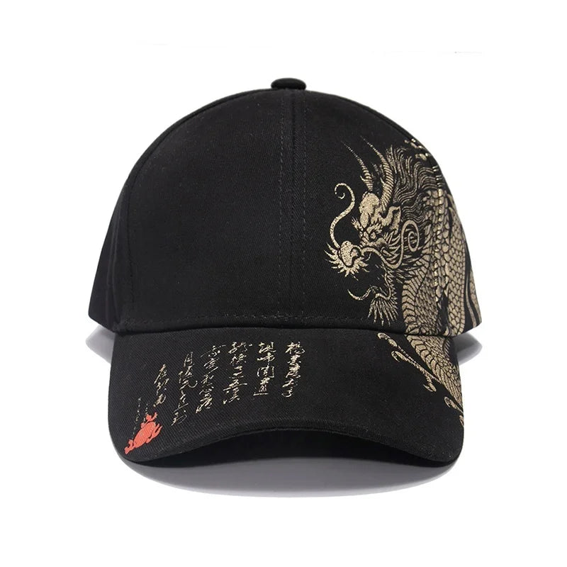 2024 New Unisex Golden Dragon Printing Snapback Baseball Caps Spring and Autumn Outdoor Adjustable Casual Hats Sunscreen Hat