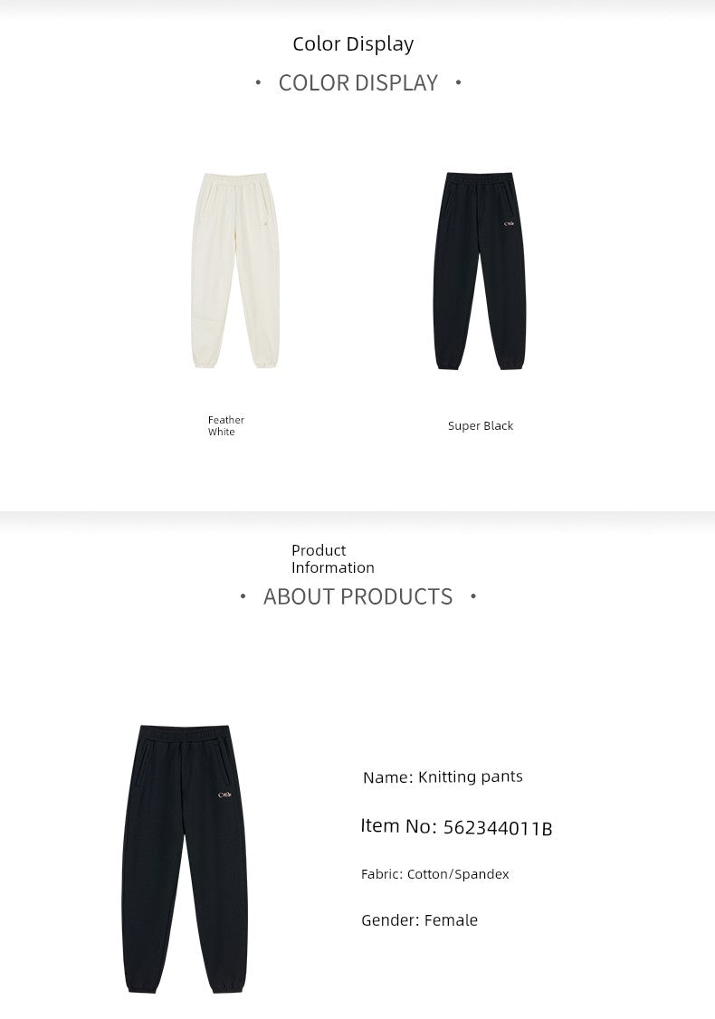 361 Degrees Fleece-Lined Track Pants Women's Winter 2024 Heattech 361 Women's Pants Loose Casual Drawstring Knitting Pants