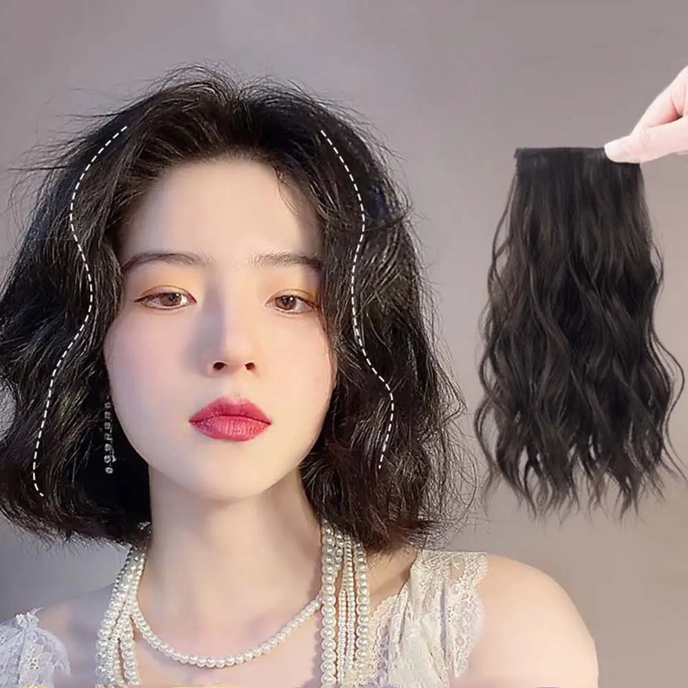 1PC Synthetic Curly Pad Hair Piece Top Two Side Invisible Thickened Hair Root Pad Fluffy Wavy High Natural Hair Extension