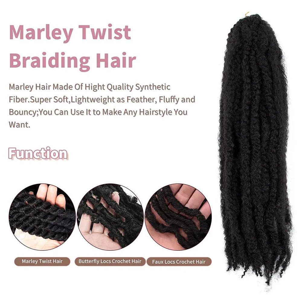 18 Inch Synthetic Marley  Twist Braiding Hair Afro Kinky Curly Crochet Hair for Faux Locs Long Springy Twist Hair Extensions