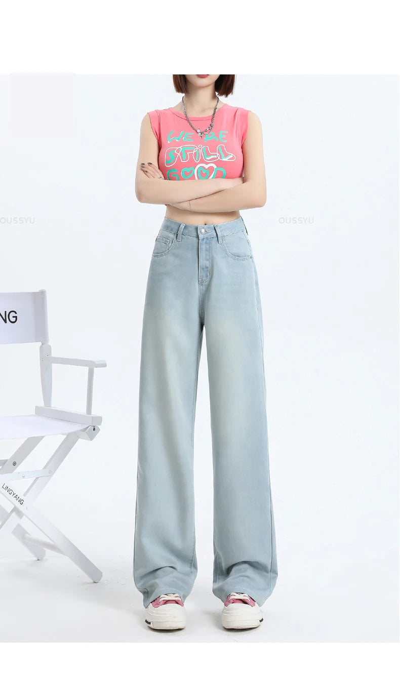 Summer High Quality Soft Lyocell Fabric Woman Jeans Thin Loose Straight High Waisted Pant Fashion Comfort Blue Casual Trousers Viralgem Store