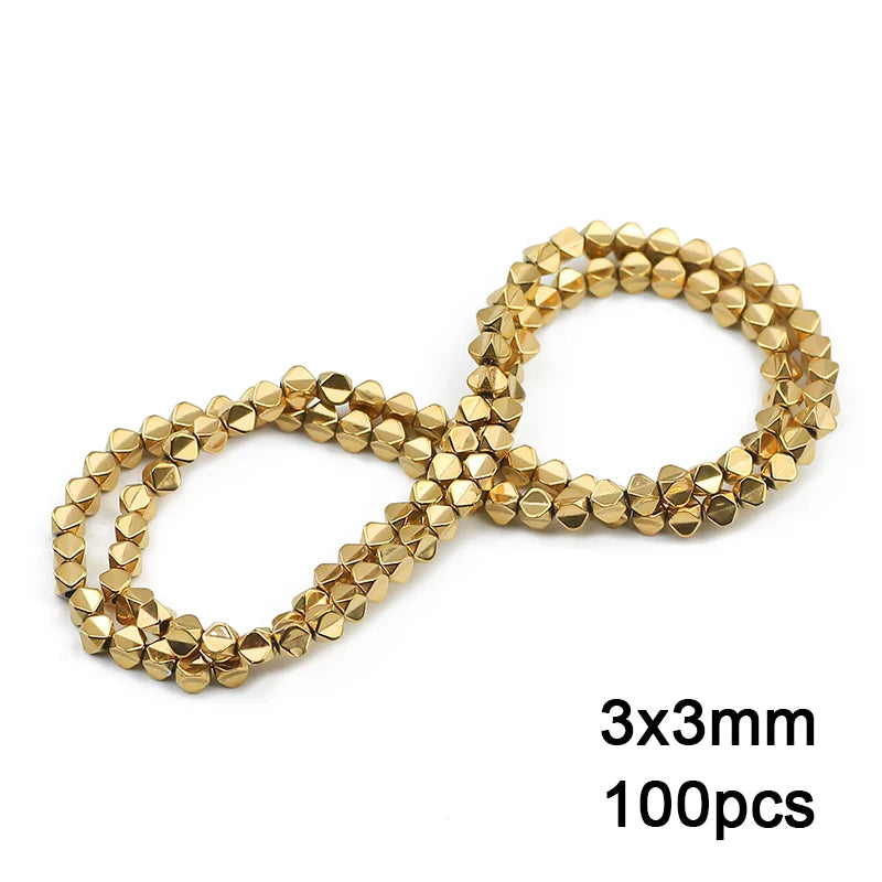3A+ Retention Color Various Shapes Star Heart Hematite Natural Stone Plated Loose Gold Beads For Jewelry Making Diy Bracelets