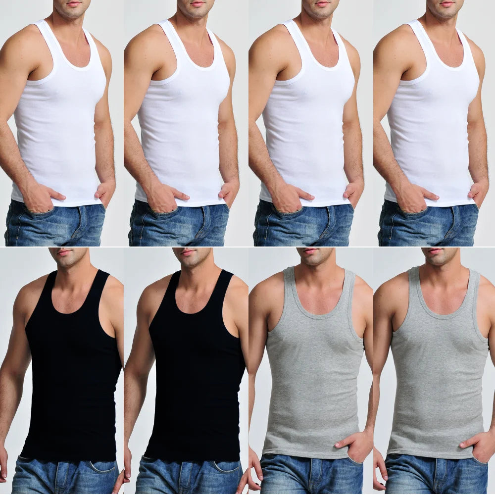 3Pcs Tank Top Casual Men Bodybuilding Clothing Fitness Mens Sleeveless Gyms Vests Cotton Singlets Muscle Tops Plus Size XXXL 4XL