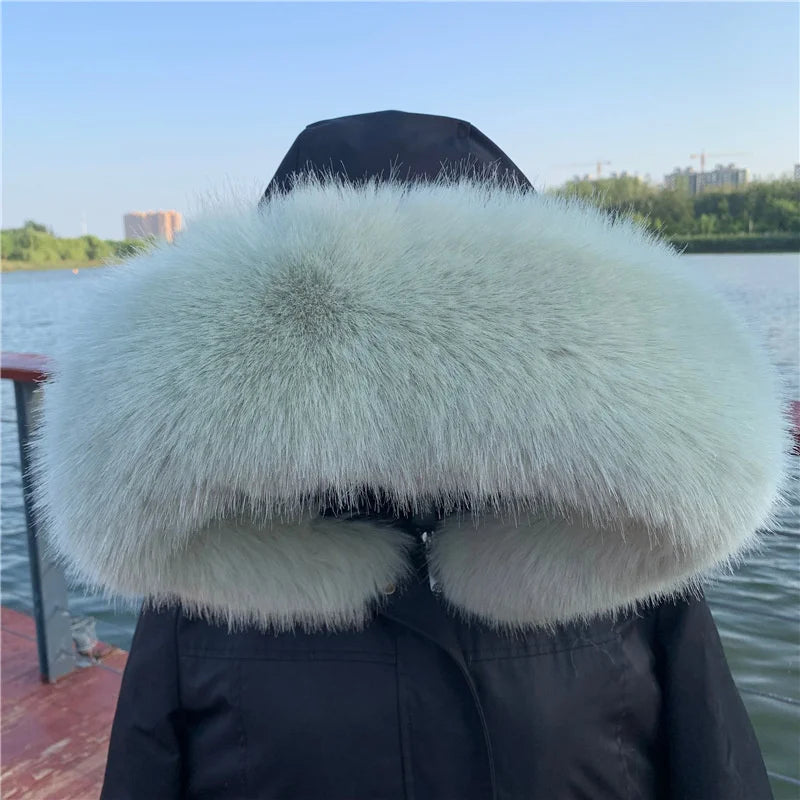 Women Faux Fox Fur Collar Shawl Furry Fur Collar For Winter Coat Hood Fur Decor Fake Fur Scarf Parkas Coat Fur Collar Scarves Viralgem Store
