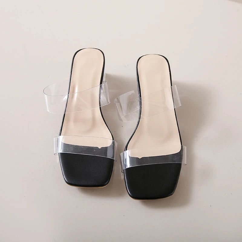Summer Women Pumps Sandals PVC Jelly Slippers Open Toe High Heels Women Transparent Perspex Slippers Shoes Heel Clear Sandals