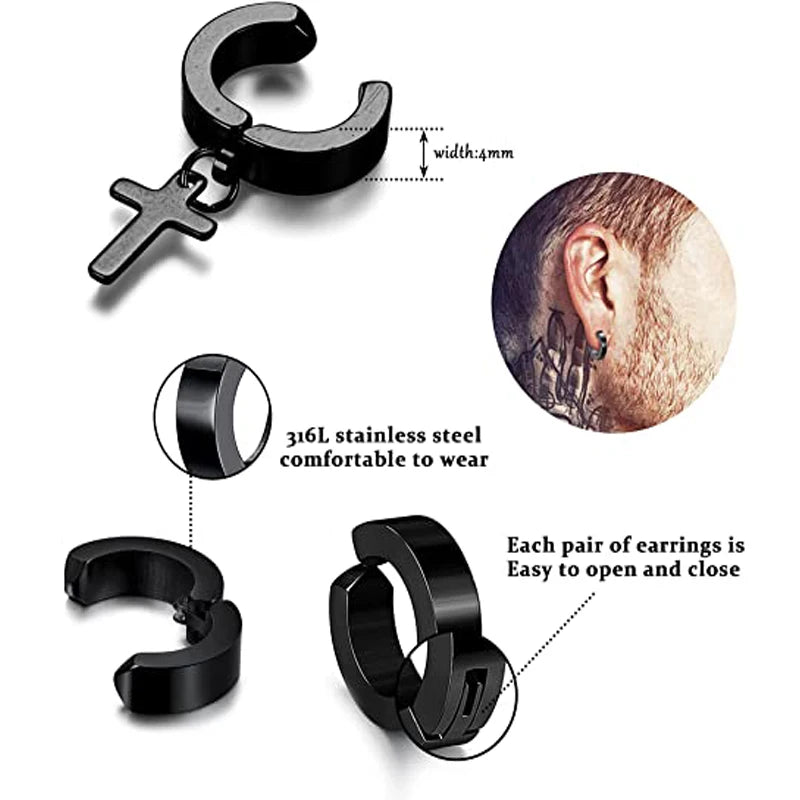 14 Pieces/1 Piece Clip Earrings Boy Kpop Earrings Set Chain Drop Earrings For Men And Women Huggie Hinged Hoop Drop Earrings Viralgem Store