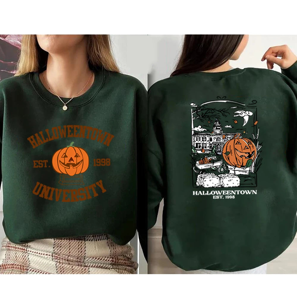Vintage Halloweentown 1998 Sweatshirt 2 Side Print Halloweentown University Hoodie Pumpkin Fall Pullover Halloween Party Tops