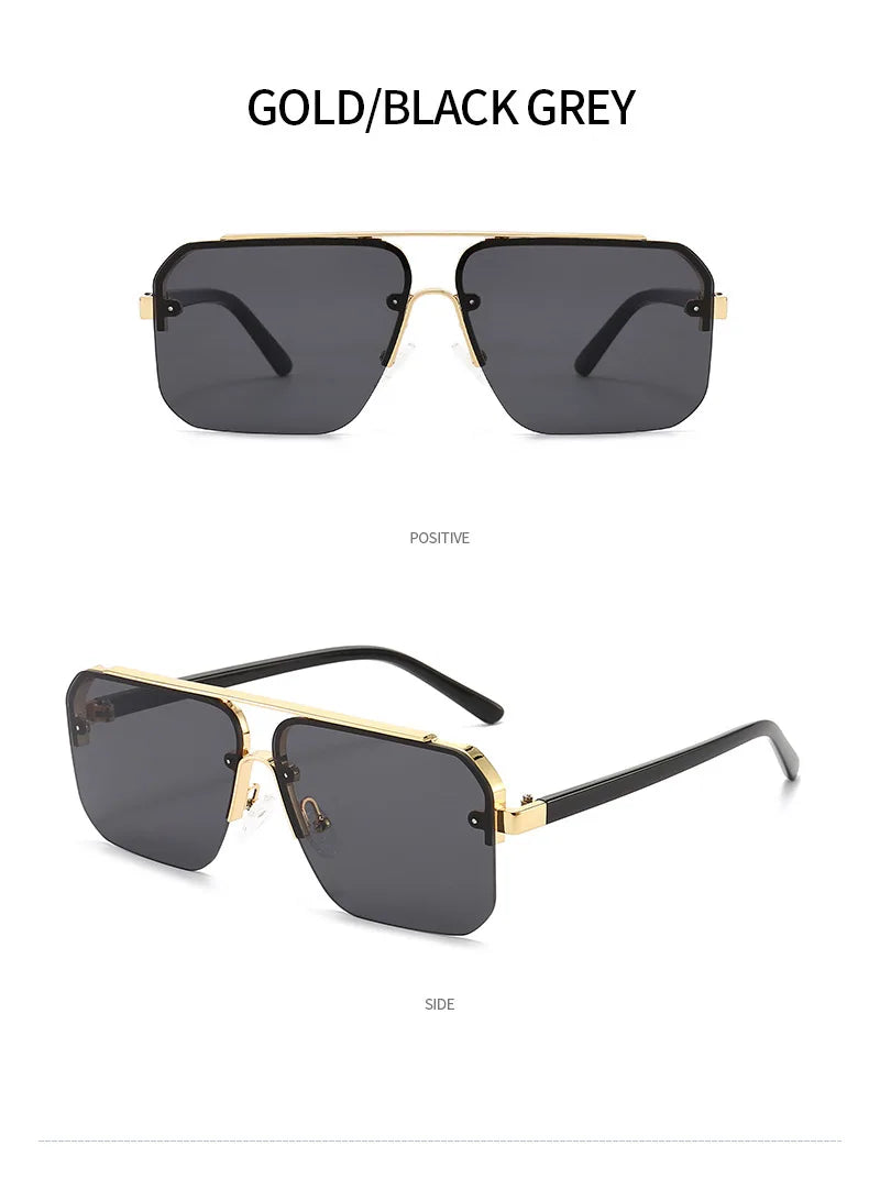 2024 New Square Frame Sunglasses Europe And The United States Fashion Sunglasses Men And Women Half Frame Sunglasses
