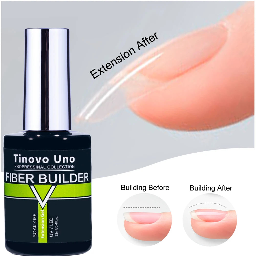 Tinovo Uno 41 Colors Builder Nail Gel in A Bottle Fiber Gel for Extensions Semi Permanent UV Building Poly Acrylic Nails Liquid