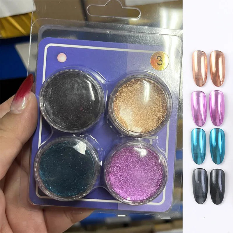 1 Box Mirror Glitter Powder Nail Decoration Metallic Chrome Nail Powder Set Y2K Rubbing Glitter Pigment Flakes Manicure Accessor