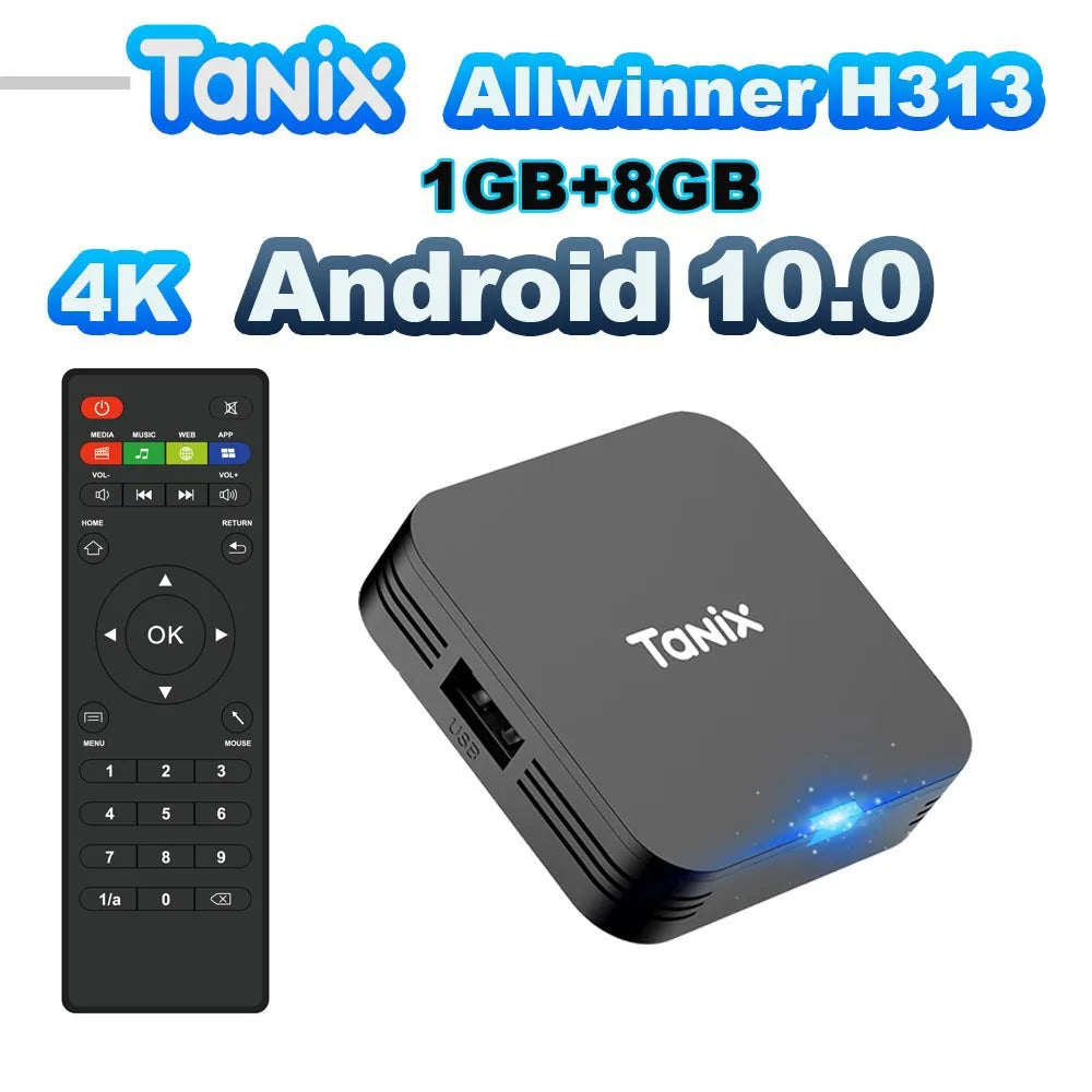 Tanix TX1 Android 10 TV Box 2.4G WIFI 4K HDR 3D 8GB 16GB Allwinner H313 Quad Core Global Media Player DC 5V/2A