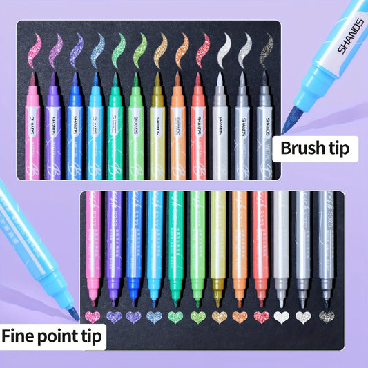 6/12 Pieces Double-ended Color Markers, Art High-value Hand-painted Pens, Suitable for Adults and Children School Office Gifts