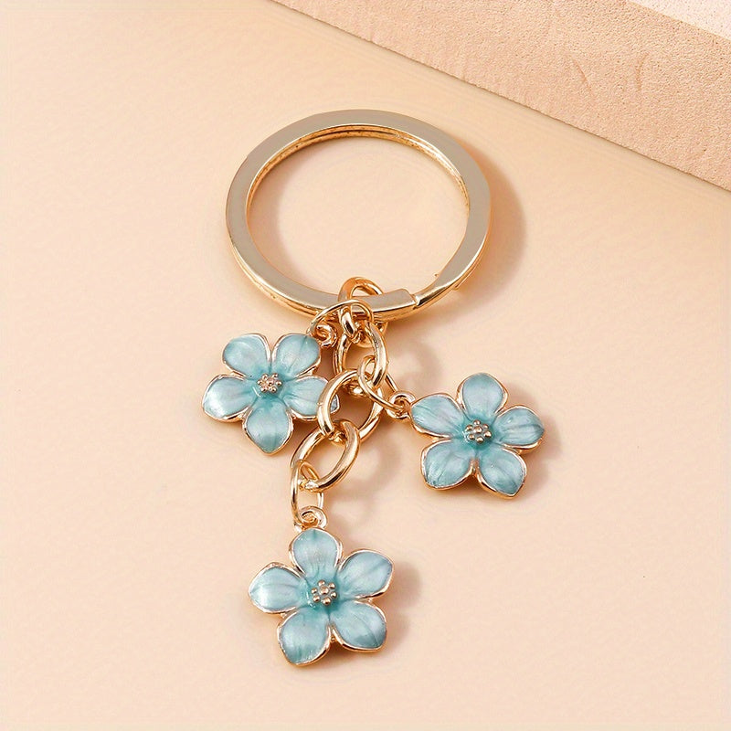 1pc Flower Charm Keychain Customizable Key Ring Bag Accessory Car Pendant Phone Ornament