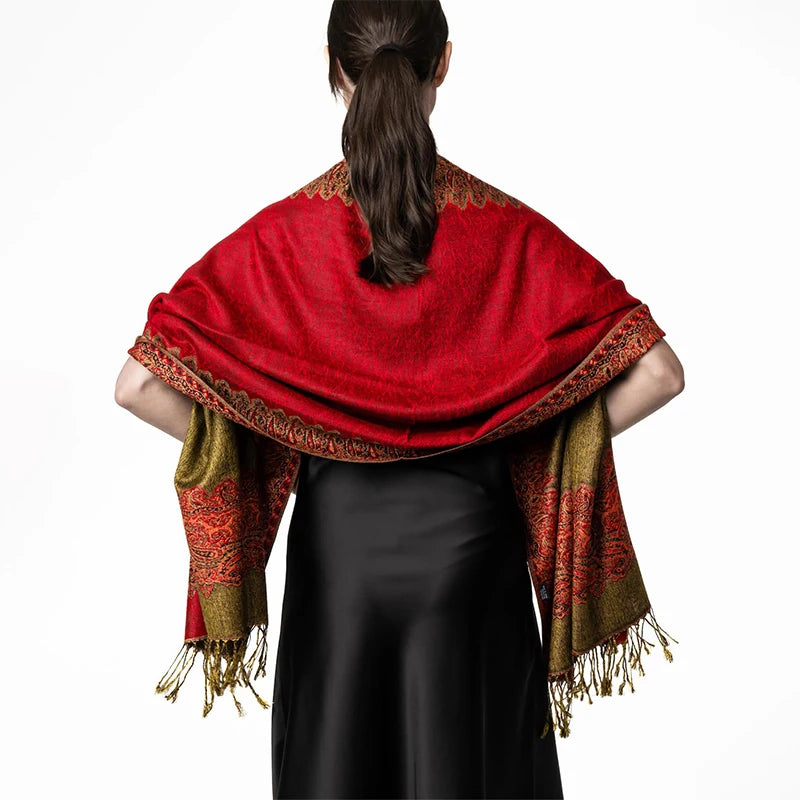 Tassel Blanket Design Thick Pashmina New Winter Warm Shawl Wrap Cashmere Scarf Women Neckerchief Poncho Stoles 2024