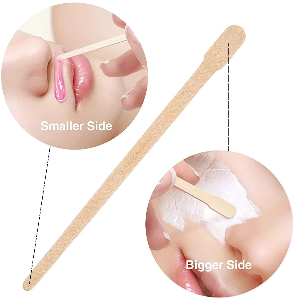 100Pcs Wooden Hair Removal Stick Face Wax Sticks Depilation Spatula Body Eyebrow Applicator Smooth Tongue Depressor Beauty Tools