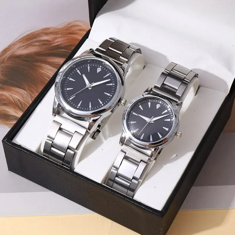 2PCS Couple's Watches Men Business Watch Fashion Analog Women Quartz Watch (Without Box)
