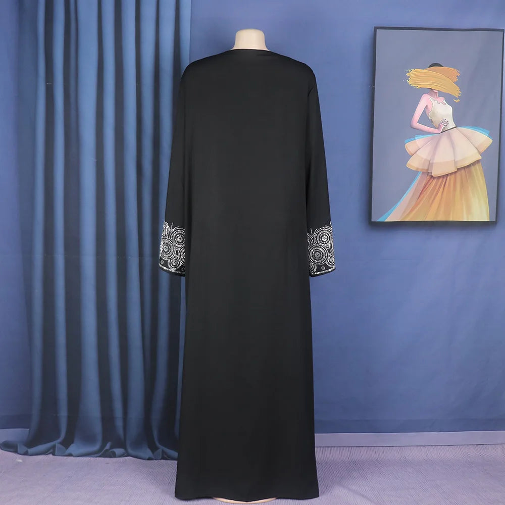 Africa women's dress luxury robe dress loose fashion V-neck diamond long sleeve Viralgem Store