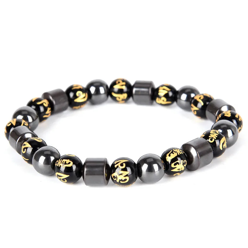 1PC Magnetic Therapy Bracelet Beads Hematite Stone Health Care Weight Loss Jewelry Magnet Mantra Natural Stone Bracelet
