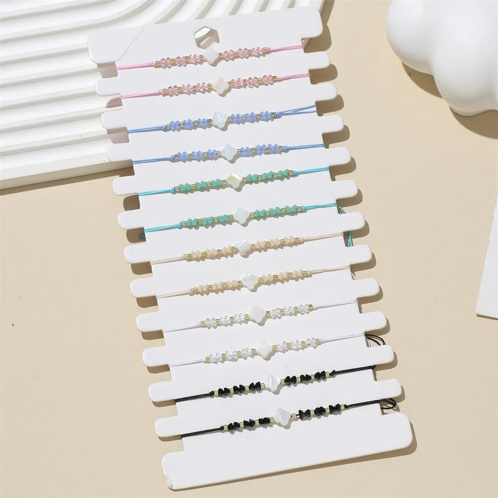 12pcs/set Beaded Braided Rope Bracelet Set Handmade Adjustable Bracelets For Women Fashion Jewelry Viralgem Store