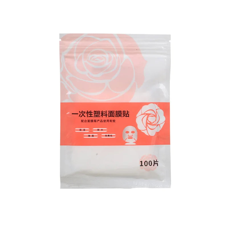100pcs Masks Wrap Face Plastic Film Full Face Cleaner Mask Neck Stickers Paper Disposable Transparent Facial Beauty Makeup Tools