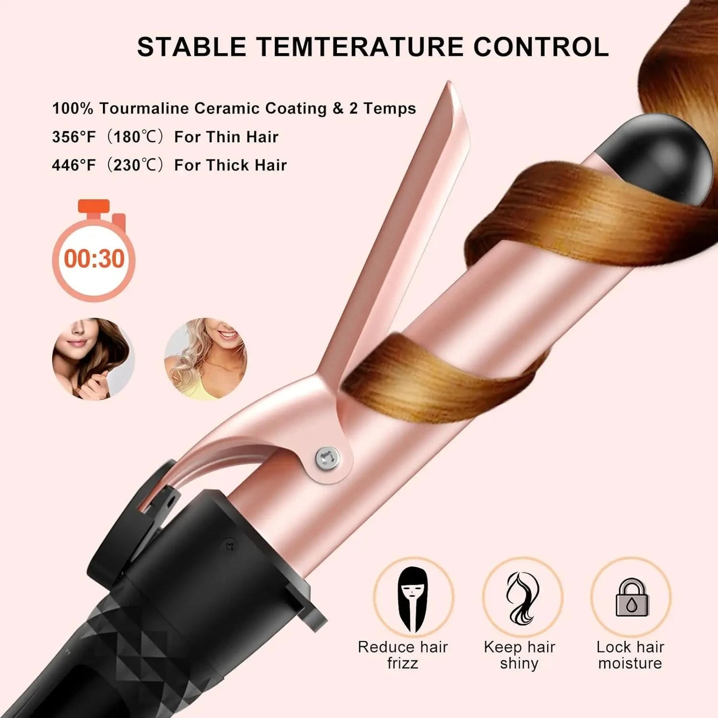 5 in 1 Curling Iron Set with Curling Brush, 0.35”-1.25” Hair Curler Wand for Hairstyle and Heat Resistant Gloves and Hair Clips Viralgem Store