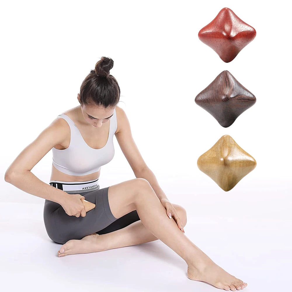 Wooden Hexagonal Cube Reflexology Roller Full Body Massage Therapy Tools for Anti-Cellulite,Lymphatic Drainage,Muscle Relaxation
