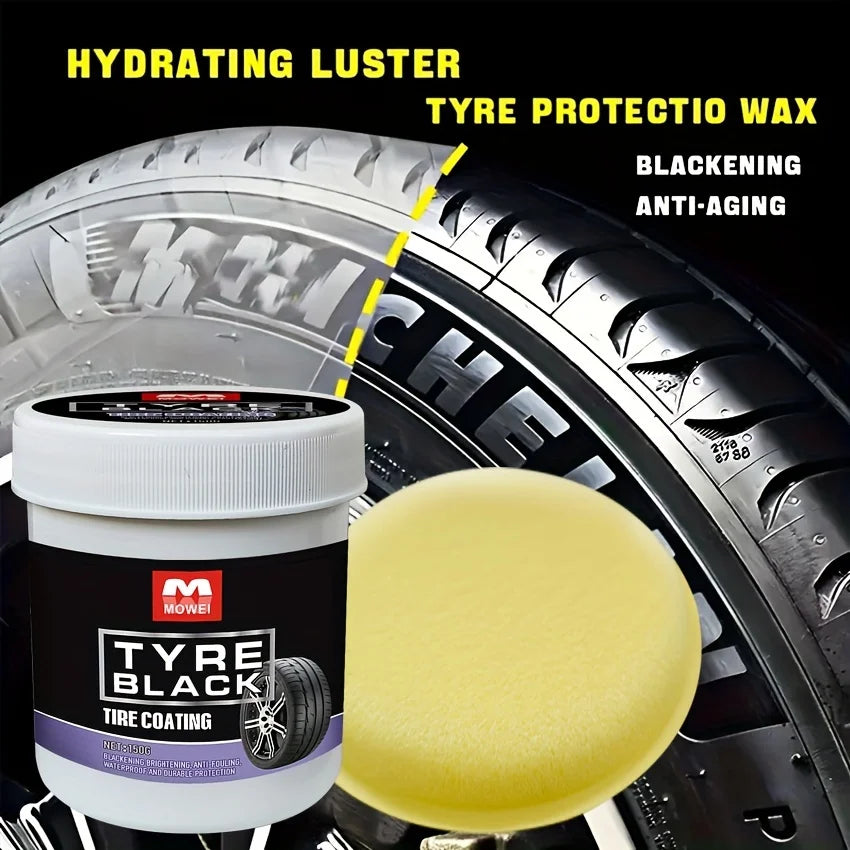 Tire Blackening Coating Wax - Hydrating Luster and Protection, Anti-Aging Tire Care Coating with Sponge Applicator