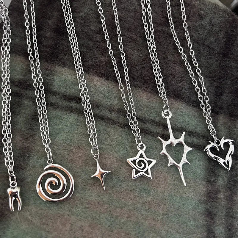 Y2K Flail Fire Heart Teeth Pendant Necklace for Women Men Charm Necklace Grunge Punk Fashion Jewelry ﻿ Viralgem Store