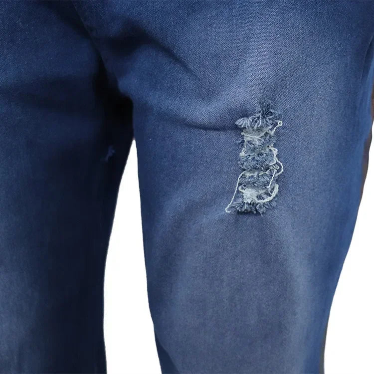 Two Piece Set Women Cowboy Suit Jean Jacket Single Breasted Turndown Collar Hole Flare Pants Female Outfits Casual Ensemble Viralgem Store