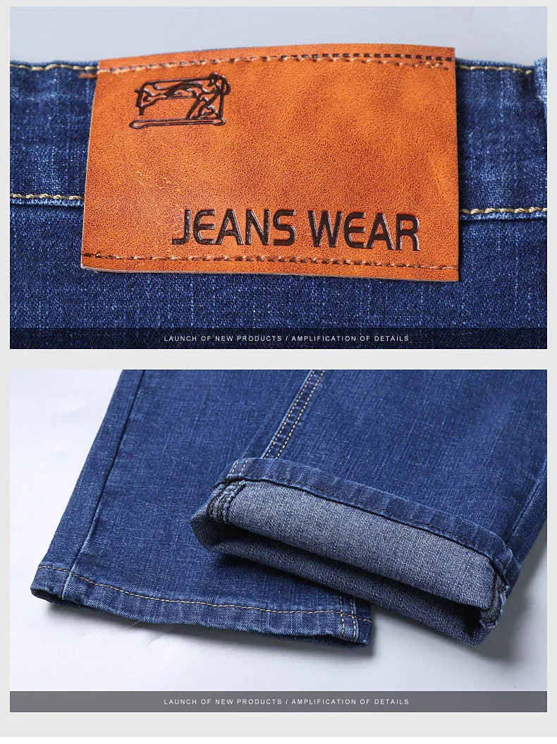 2024 NEW Men's Fashion Business Jeans Classic Style Casual Stretch Slim Jean Pants Male Brand Denim Trousers Black Blue Viralgem Store