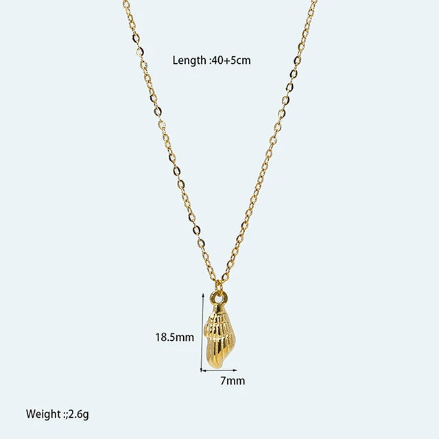 Tarnish Free Stainless Steel Waterproof Jewelry Starfish Conch Shell Coconut Palm Pendant Necklace for Women Girls Holiday Gift