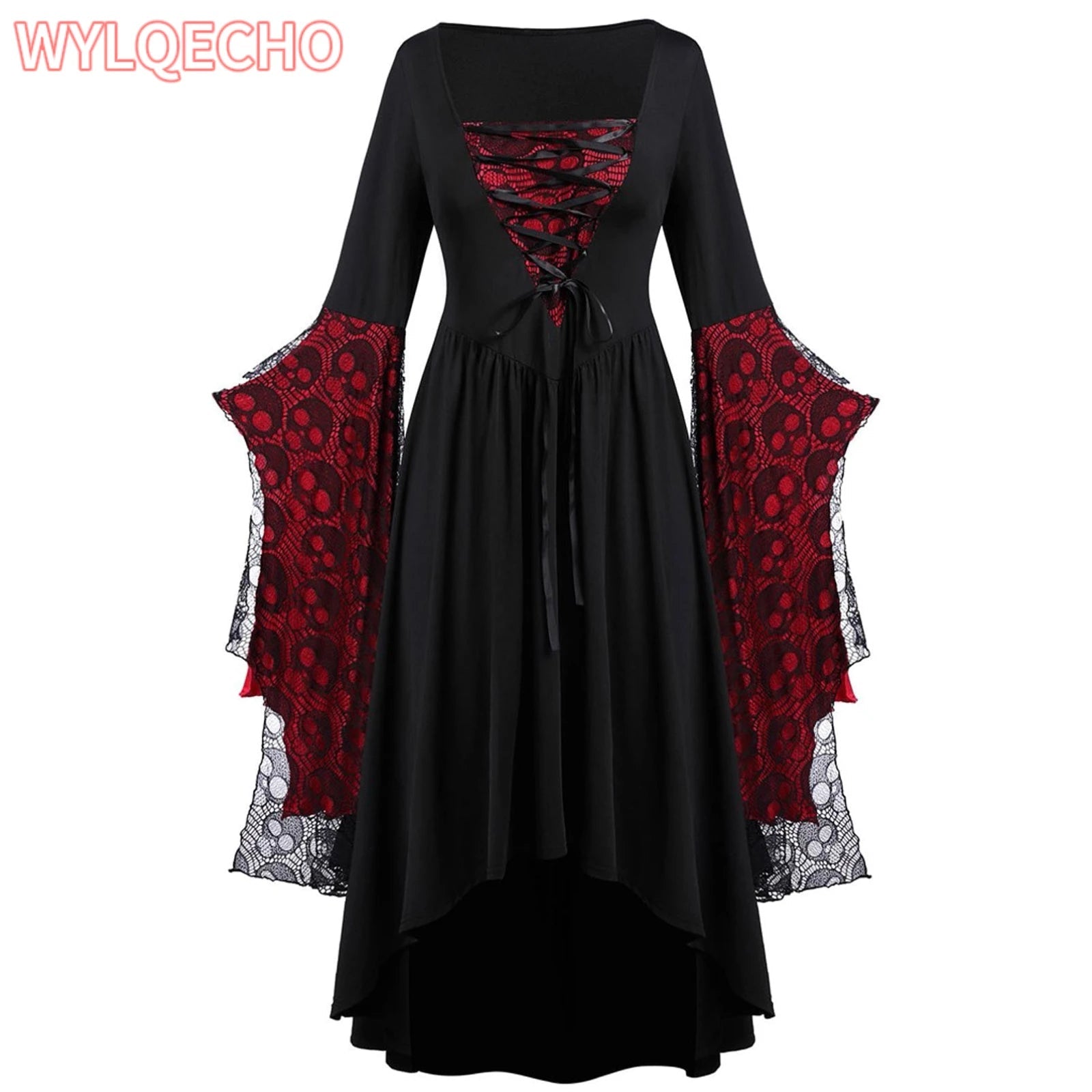 Vintage Halloween Cosplay Costume Witch Vampire Gothic Dress Ghost Dresses Up Party Printed Medieval Ghost Bride Female Clothes Viralgem Store