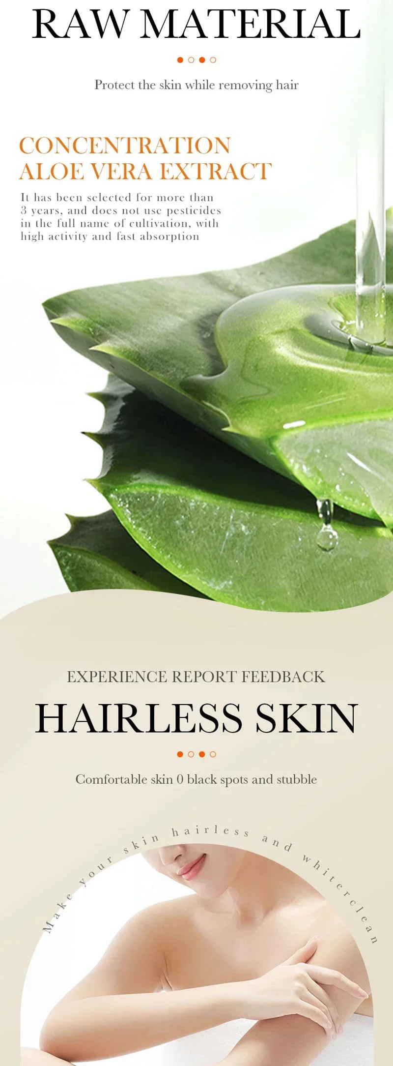 Aloe Hair Removal Cream Painless Hair Remover Semi-Permanent Intimate Areas Growth Inhibitor Depilatory Armpit  Arm Body Care