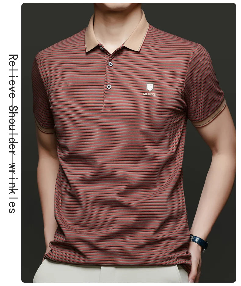 Top Grade 2025 Summer Brand Designer Polo Shirts For Men Summer Stripped Slim Fit Short Sleeve Casual Tops Fashions Men Clothes Viralgem Store