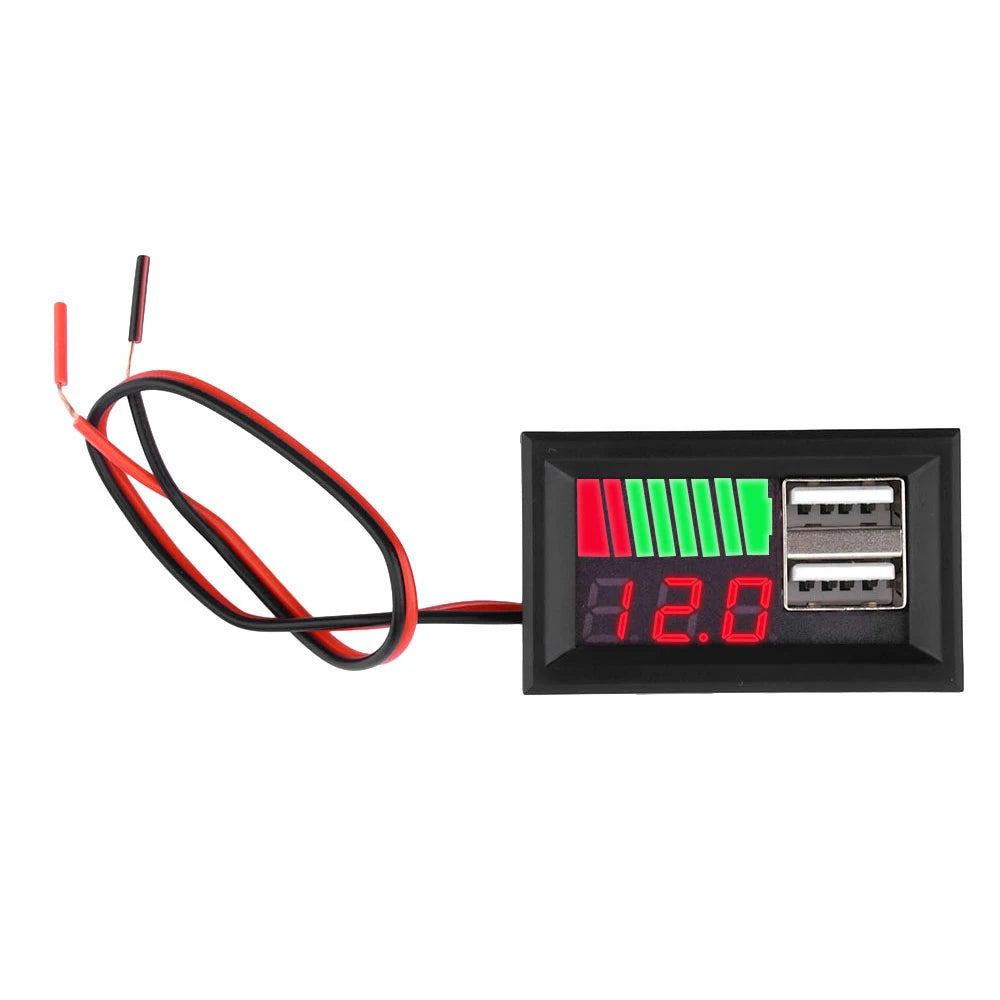 12V Lead-acid Battery 3S 11.1V-12.6V Lithium Battery Level Indicator LED Digital Display Voltmeter Dual USB Voltage Tester Viralgem Store