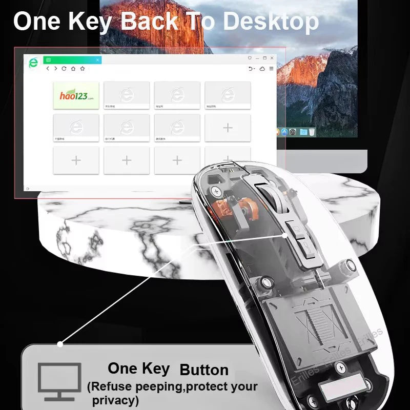 Transparent Magnetic Triple Mode Bluetooth compatible 2.4G Wireless Mouse One-Click Desktop Type-C Rechargeable Silent Mice Mute Viralgem Store