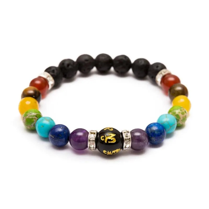 2pcs 7 Chakra Bracelet with Meaning Cardfor Men Women Natural Crystal Healing Anxiety Jewellery Mandala Yoga Bracelet Gift