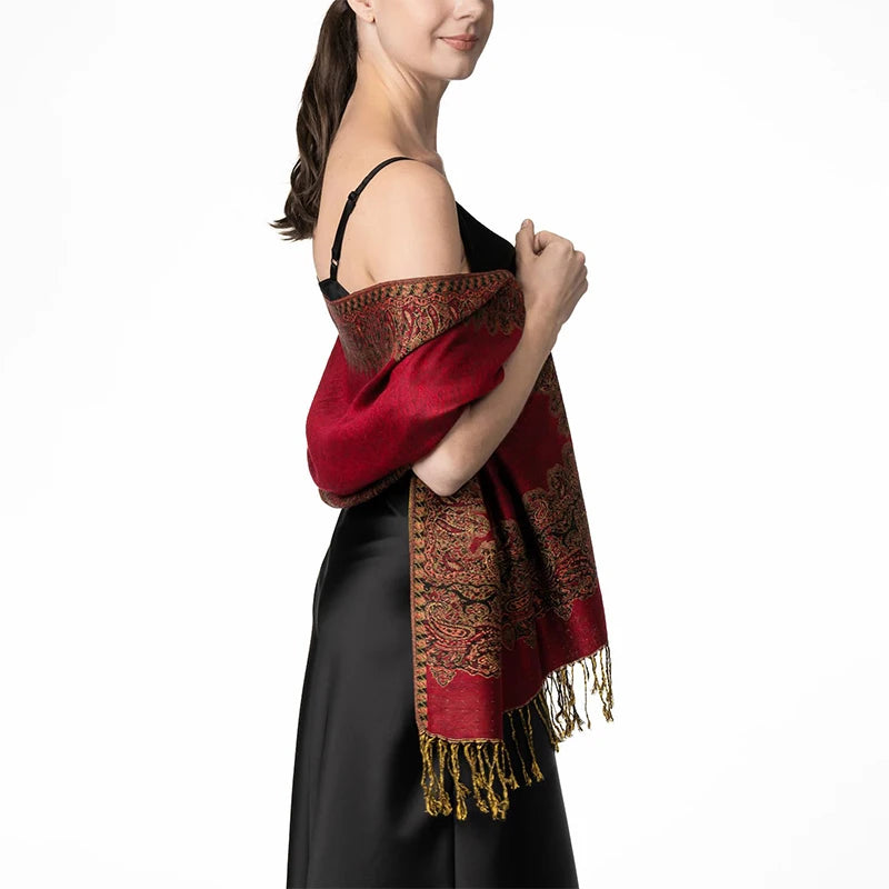 Tassel Blanket Design Thick Pashmina New Winter Warm Shawl Wrap Cashmere Scarf Women Neckerchief Poncho Stoles 2024