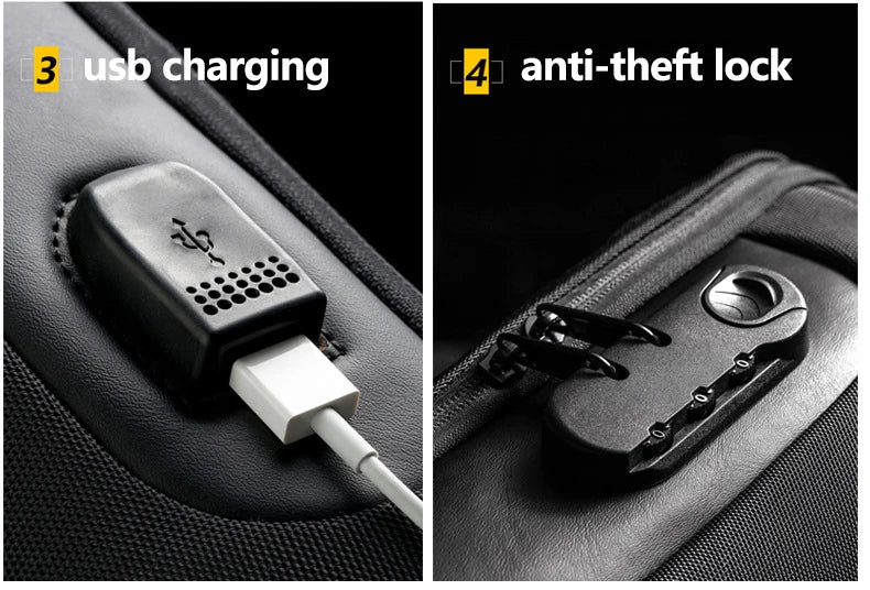 2023 Men's Chest Bag Waterproof Crossbody Bag Multifunction Anti-theft Travel Bags Shoulder Bag Male USB Charging Pouch for Man Viralgem Store