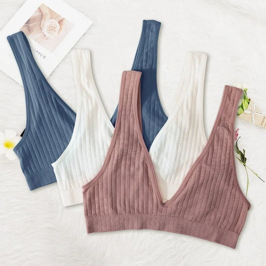 Women Seamless Sports Crop Top Sexy Bra Female Tube Tops Deep V Sexy Women's Underwear Bralette Sleeveless Camis Bandeau Top